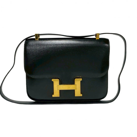 HERMES Shoulder Bag Box scarf black Constance