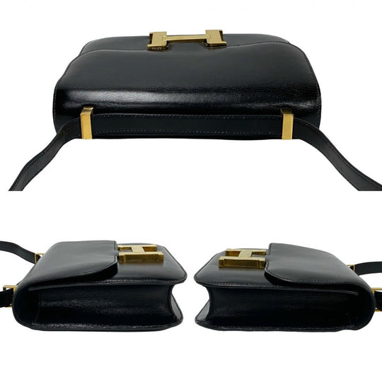 HERMES Shoulder Bag Box scarf black Constance