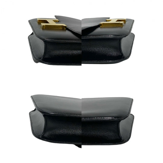 HERMES Shoulder Bag Box scarf black Constance