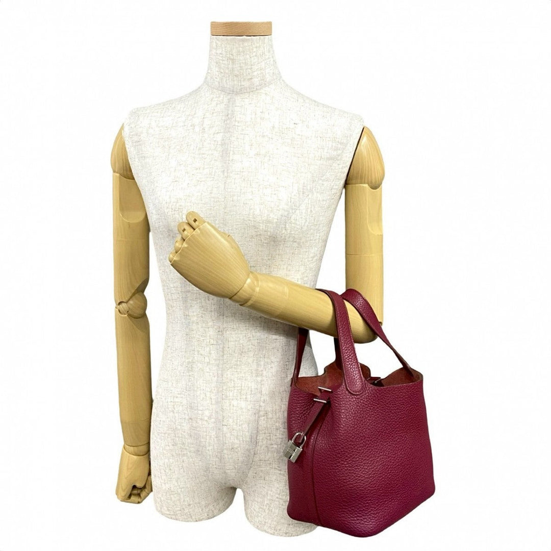 HERMES Handbag Taurillon Clemence pink Picotan Lock PM