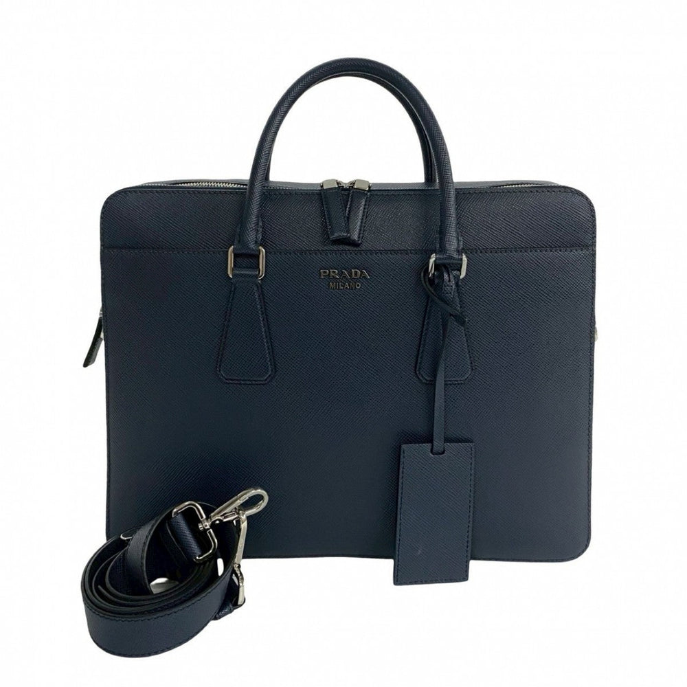 PRADA Shoulder Bag leather Navy