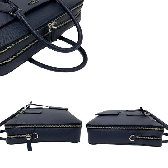 PRADA Shoulder Bag leather Navy