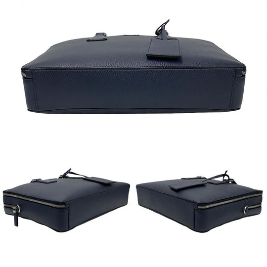 PRADA Shoulder Bag leather Navy