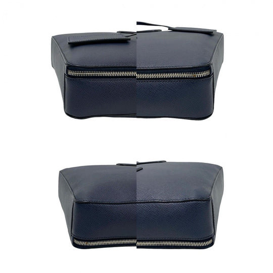 PRADA Shoulder Bag leather Navy