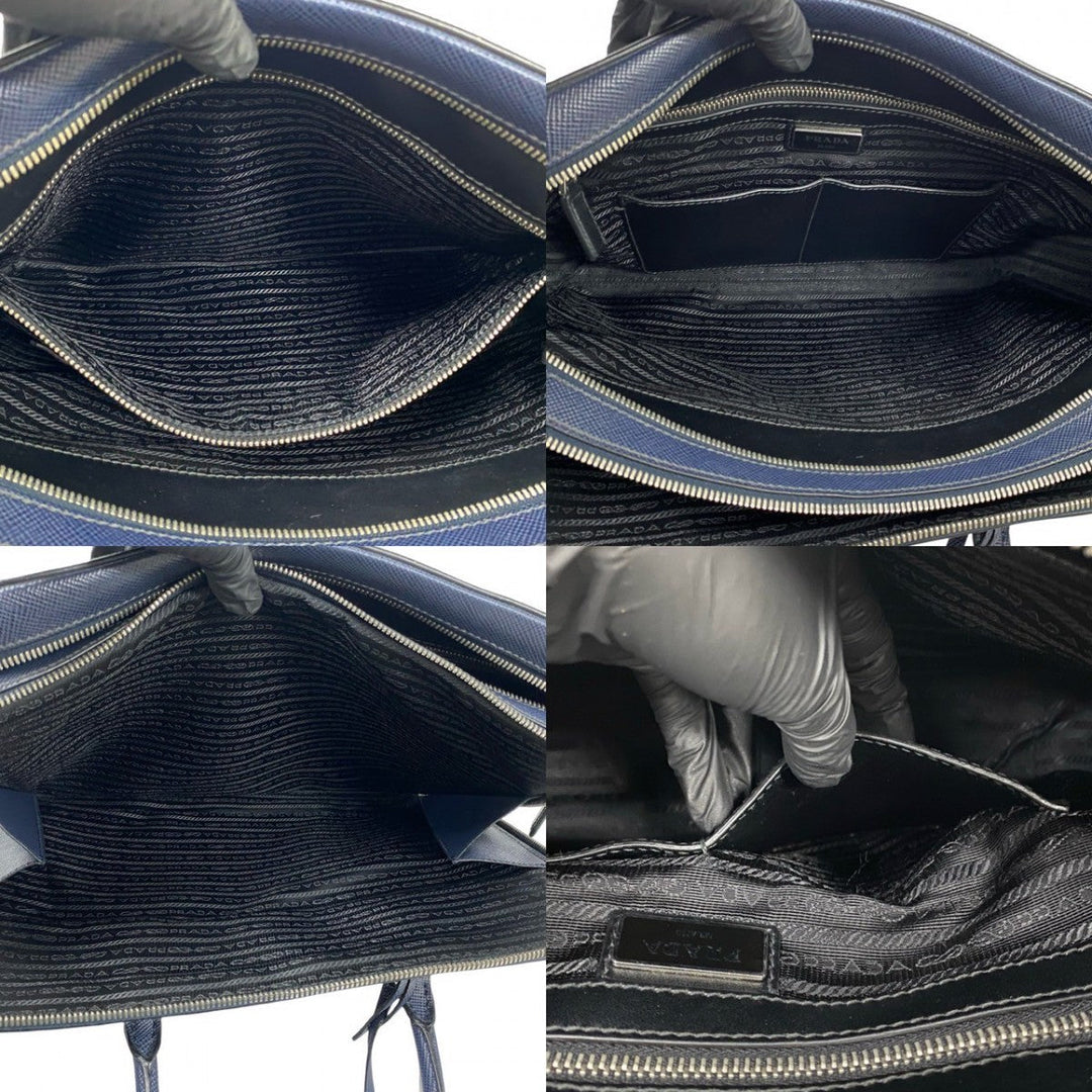 PRADA Shoulder Bag leather Navy