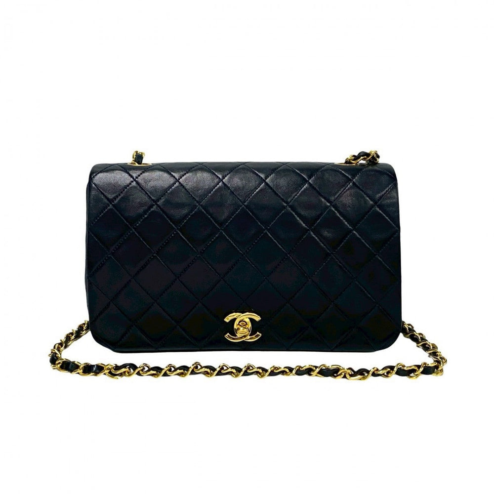 CHANEL Shoulder Bag lambskin Navy Matrasse
