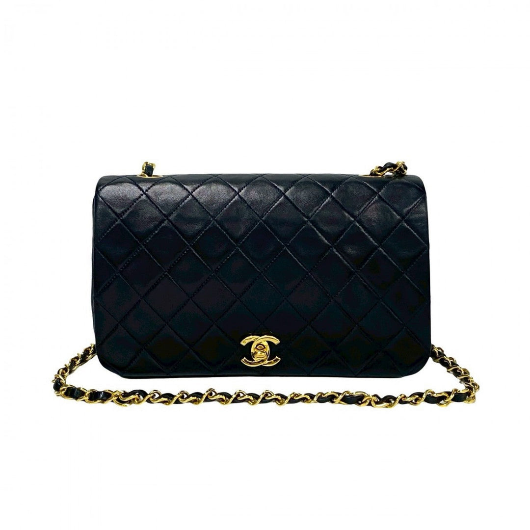 CHANEL Shoulder Bag lambskin Navy Matrasse