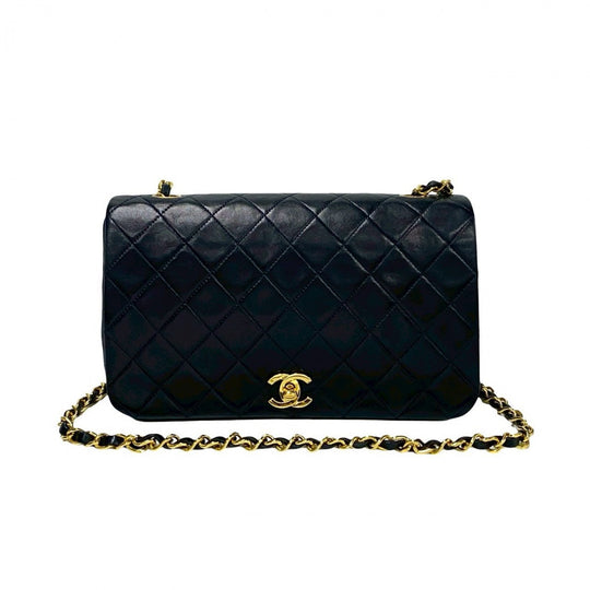 CHANEL Shoulder Bag lambskin Navy Matrasse