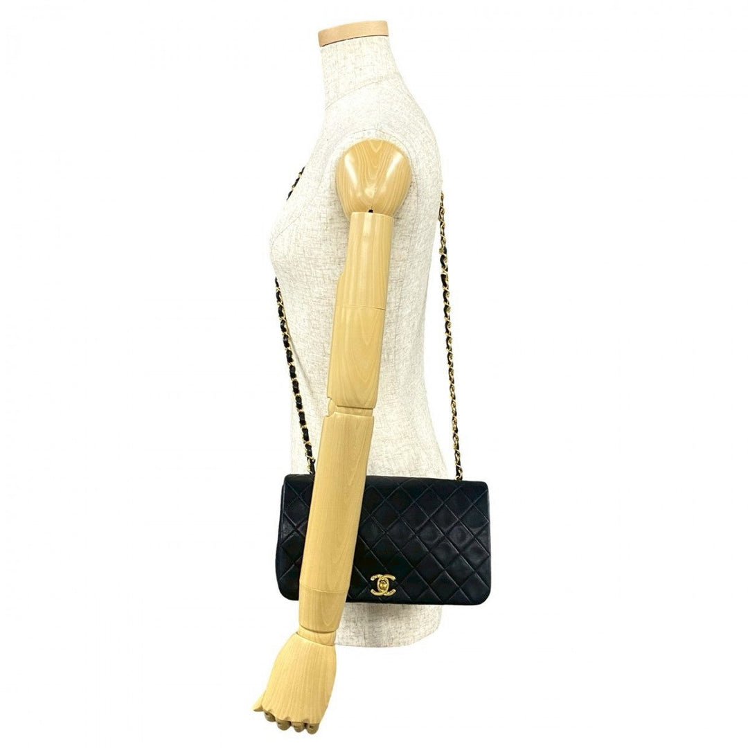 CHANEL Shoulder Bag lambskin Navy Matrasse