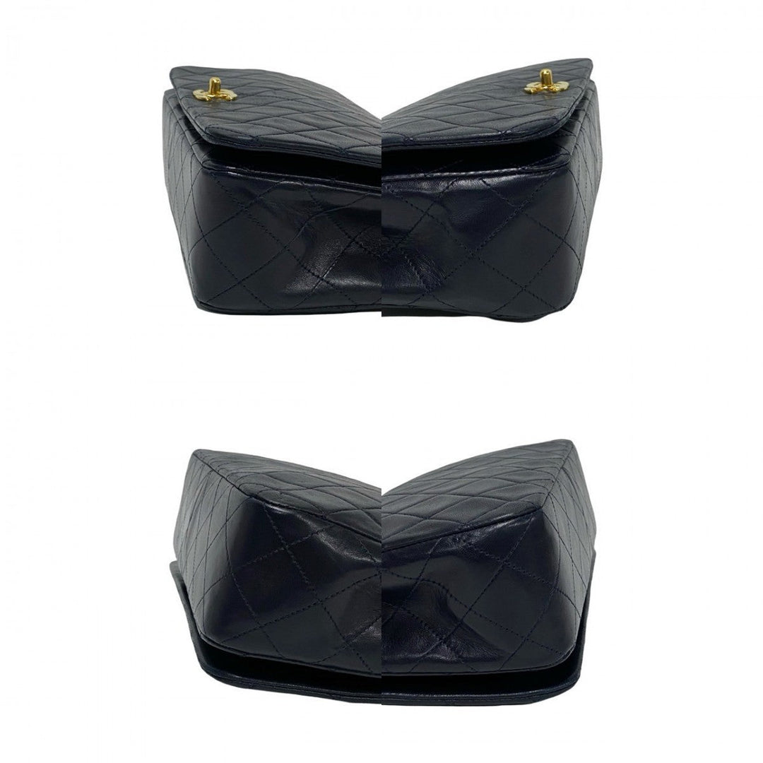 CHANEL Shoulder Bag lambskin Navy Matrasse