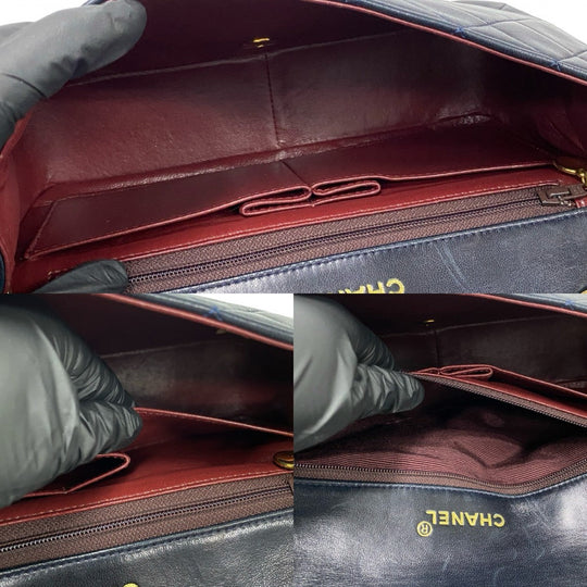 CHANEL Shoulder Bag lambskin Navy Matrasse