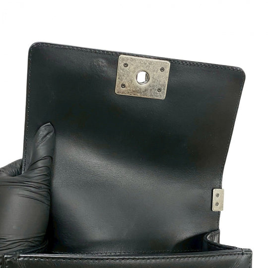 CHANEL Shoulder Bag leather black Boy chanel