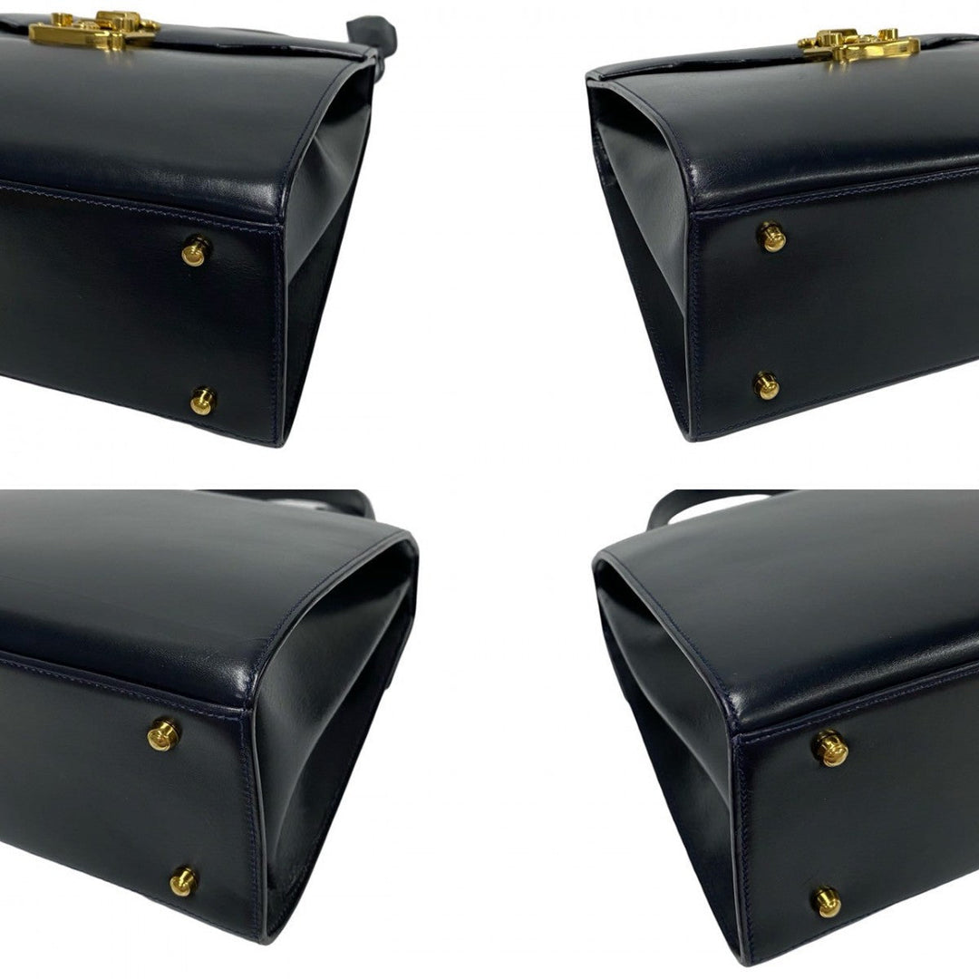 GUCCI Shoulder Bag leather Navy Ready lock