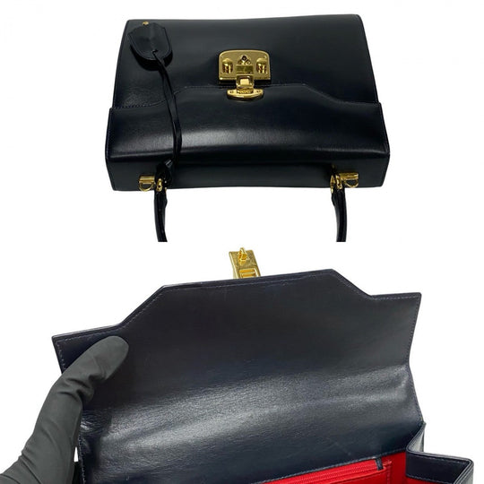 GUCCI Shoulder Bag leather Navy Ready lock