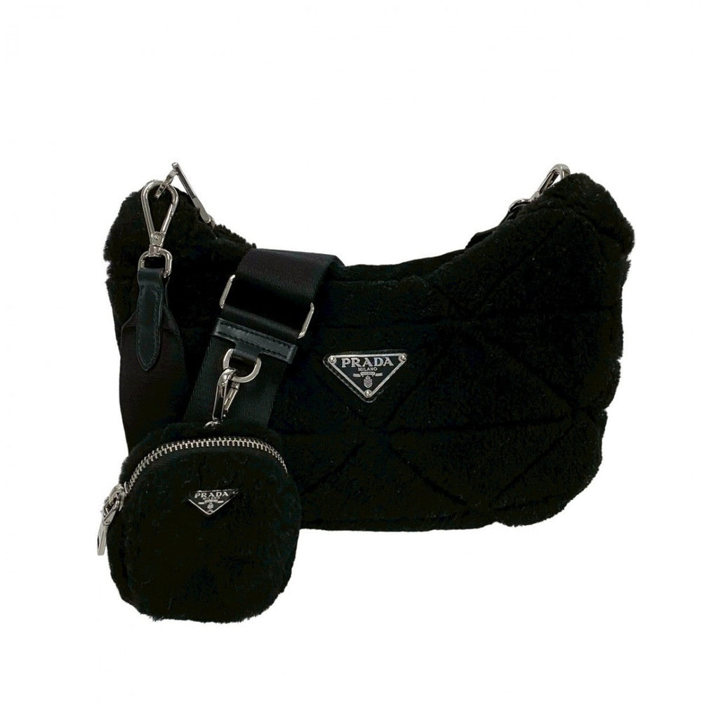 PRADA Shoulder Bag Mouton black