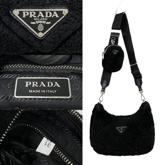 PRADA Shoulder Bag Mouton black