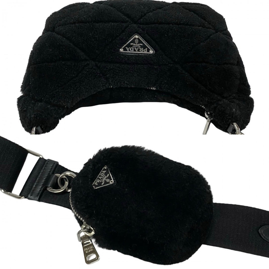 PRADA Shoulder Bag Mouton black
