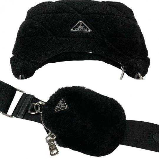 PRADA Shoulder Bag Mouton black