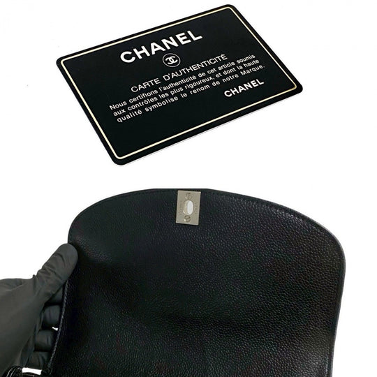 CHANEL Shoulder Bag Matt caviar skin black Matrasse