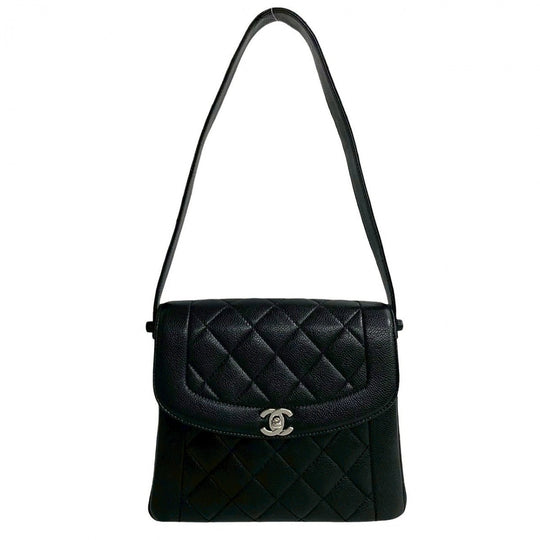 CHANEL Shoulder Bag Matt caviar skin black Matrasse