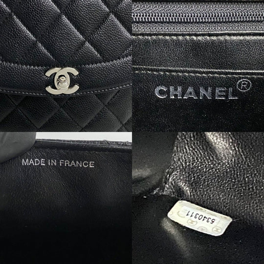 CHANEL Shoulder Bag Matt caviar skin black Matrasse