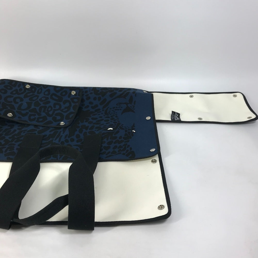 HERMES Tote Bag canvas Navy Shoulder Bag Shoulder Bag Leopard leopard leopard Women Used Authentic