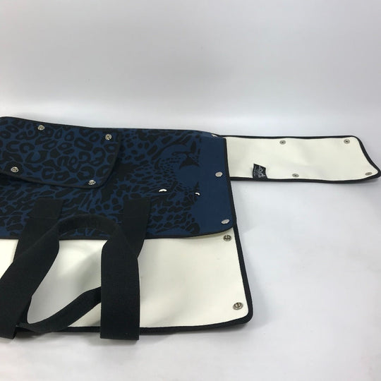 HERMES Tote Bag canvas Navy Shoulder Bag Shoulder Bag Leopard leopard leopard Women Used Authentic