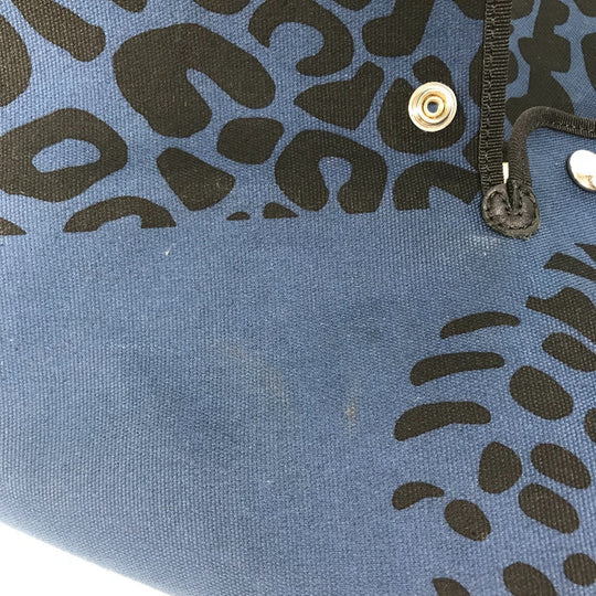 HERMES Tote Bag canvas Navy Shoulder Bag Shoulder Bag Leopard leopard leopard Women Used Authentic