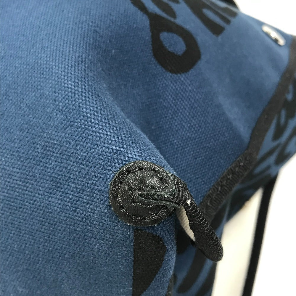 HERMES Tote Bag canvas Navy Shoulder Bag Shoulder Bag Leopard leopard leopard Women Used Authentic