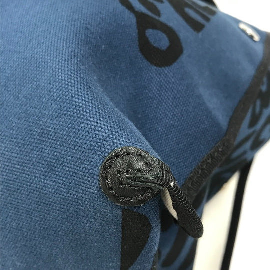 HERMES Tote Bag canvas Navy Shoulder Bag Shoulder Bag Leopard leopard leopard Women Used Authentic
