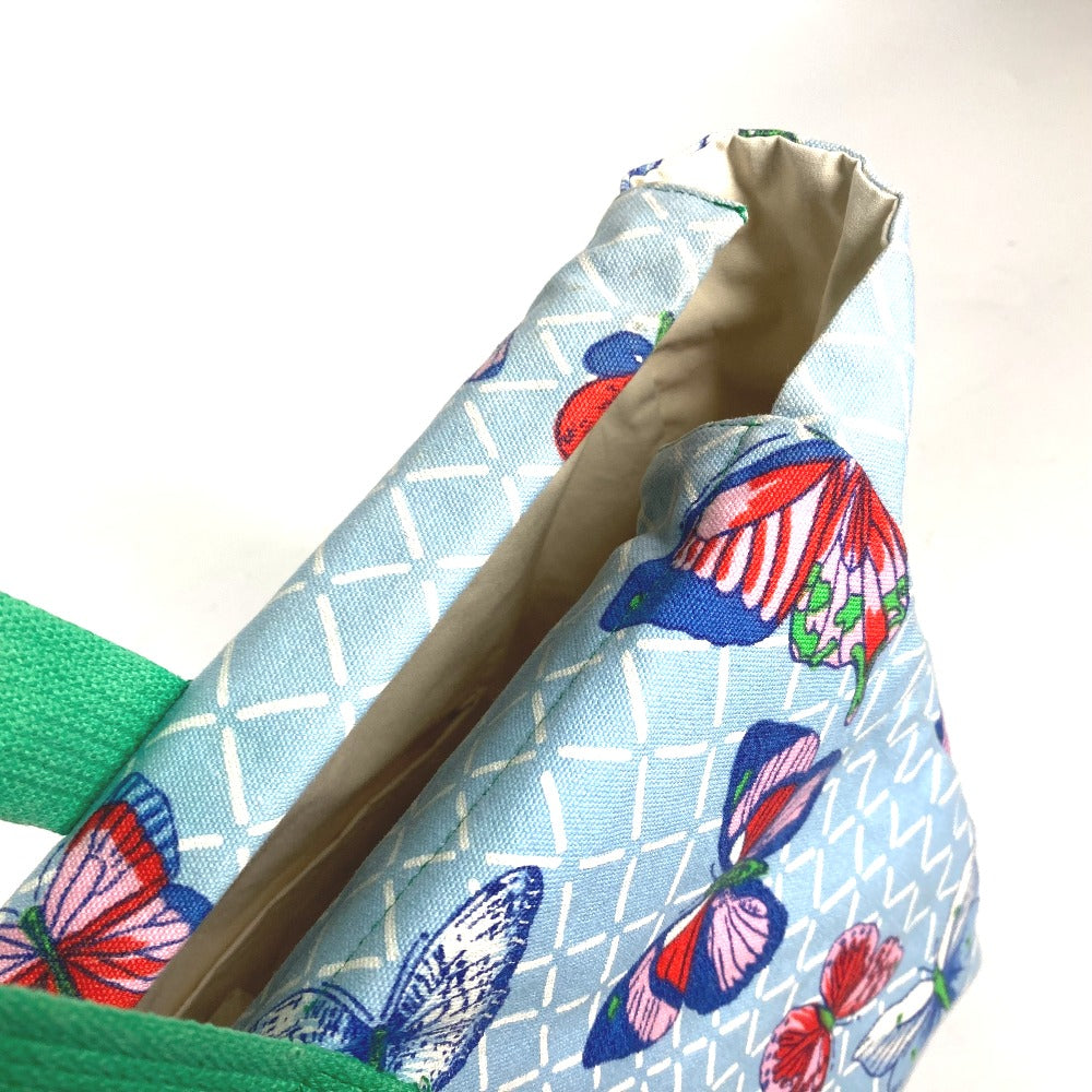 HERMES Tote Bag canvas blue vintage butterfly Women Used Authentic