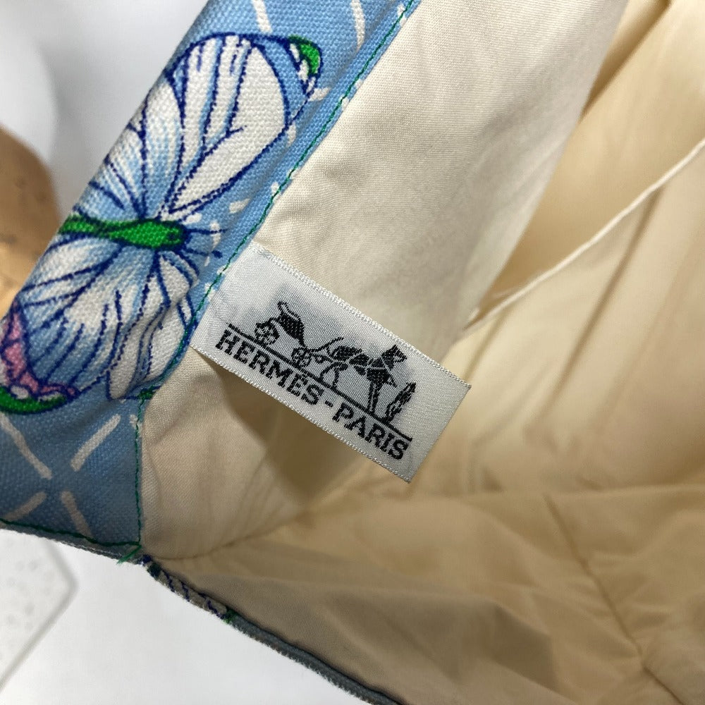 HERMES Tote Bag canvas blue vintage butterfly Women Used Authentic