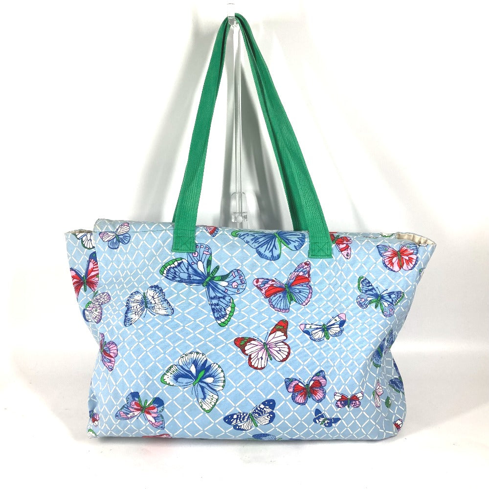 HERMES Tote Bag canvas blue vintage butterfly Women Used Authentic