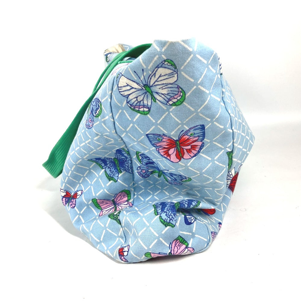 HERMES Tote Bag canvas blue vintage butterfly Women Used Authentic
