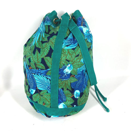 HERMES Shoulder Bag canvas green Bird pattern Women Used Authentic