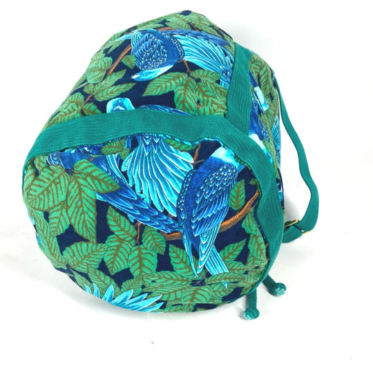 HERMES Shoulder Bag canvas green Bird pattern Women Used Authentic