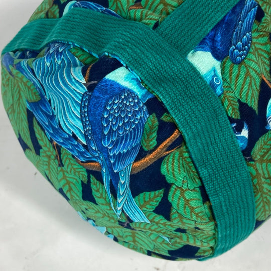 HERMES Shoulder Bag canvas green Bird pattern Women Used Authentic