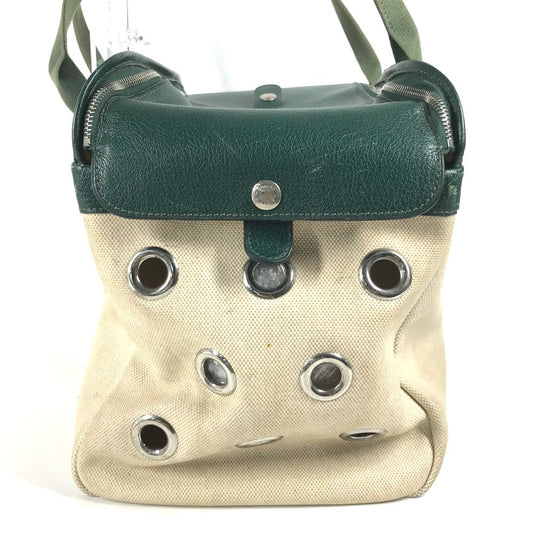 HERMES Shoulder Bag Leather , Leather/Coated Canvas beige Dog Dog Bag Sac de Transport pour Chien unisex(Unisex) Used Authentic