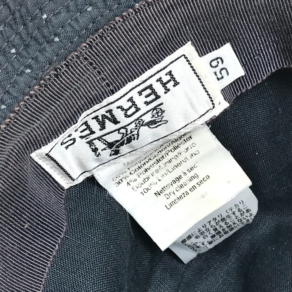 HERMES hat canvas gray quilting Dot Pattern unisex(Unisex) 59 Used Authentic
