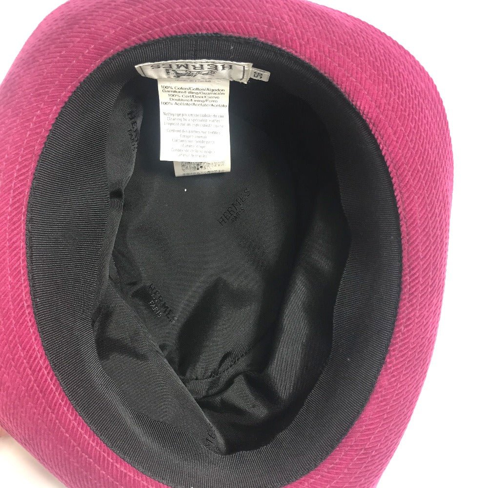 HERMES hat Cotton, Leather Pink purple Fashion Accessories unisex(Unisex) 56 Used Authentic