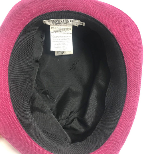 HERMES hat Cotton, Leather Pink purple Fashion Accessories unisex(Unisex) 56 Used Authentic