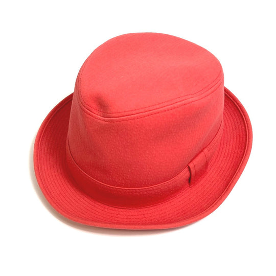 HERMES hat cotton Red Panama unisex(Unisex) 57 Used Authentic