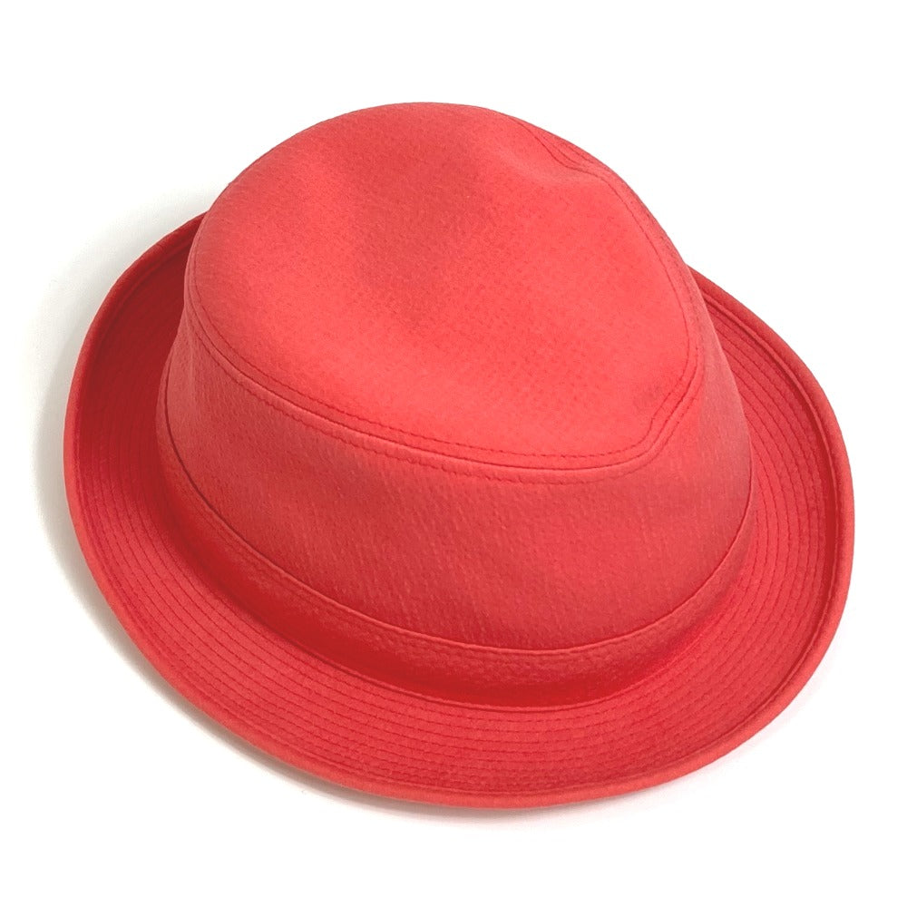 HERMES hat cotton Red Panama unisex(Unisex) 57 Used Authentic
