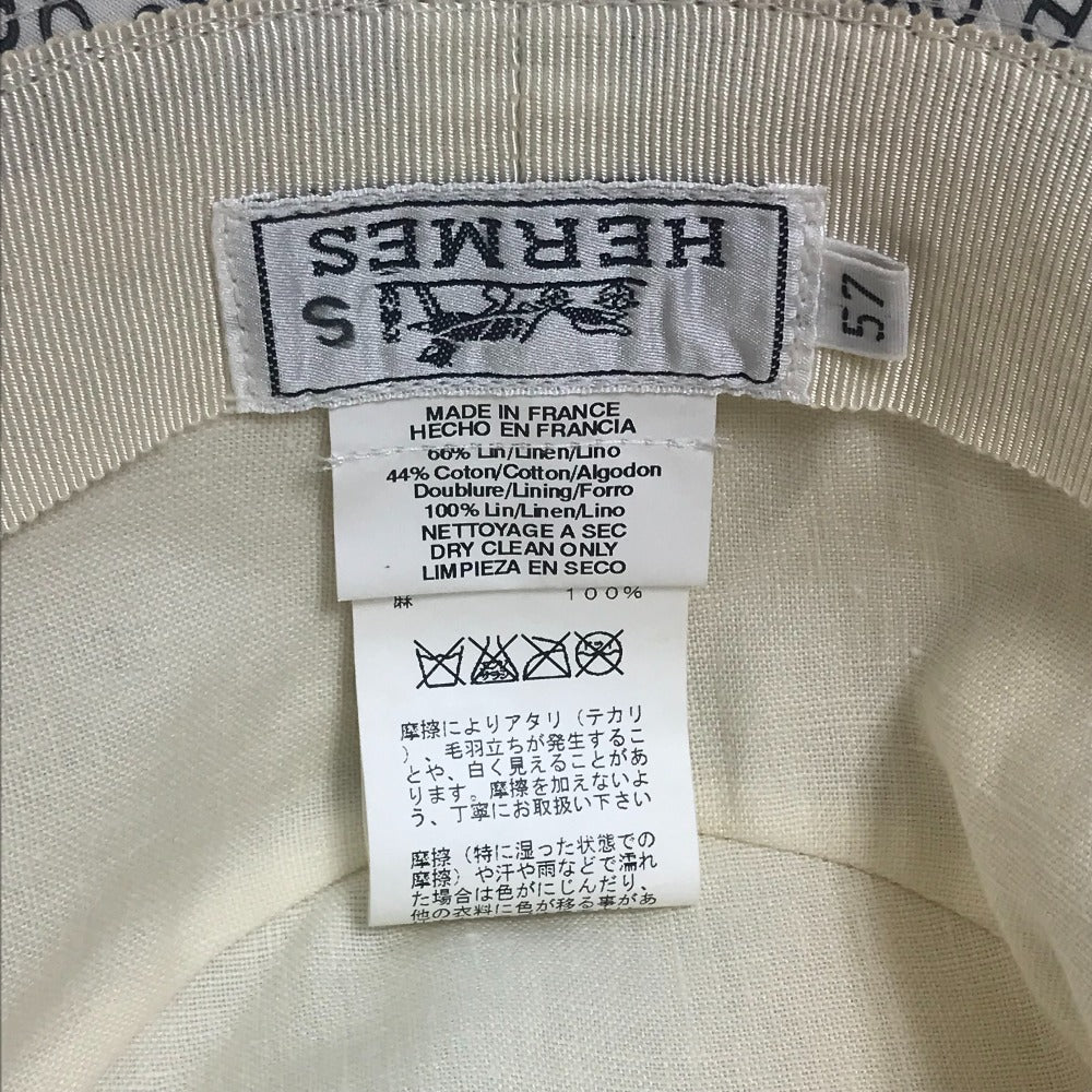 HERMES hat cotton white Hat Chene Dunkle unisex(Unisex) 57 Used Authentic