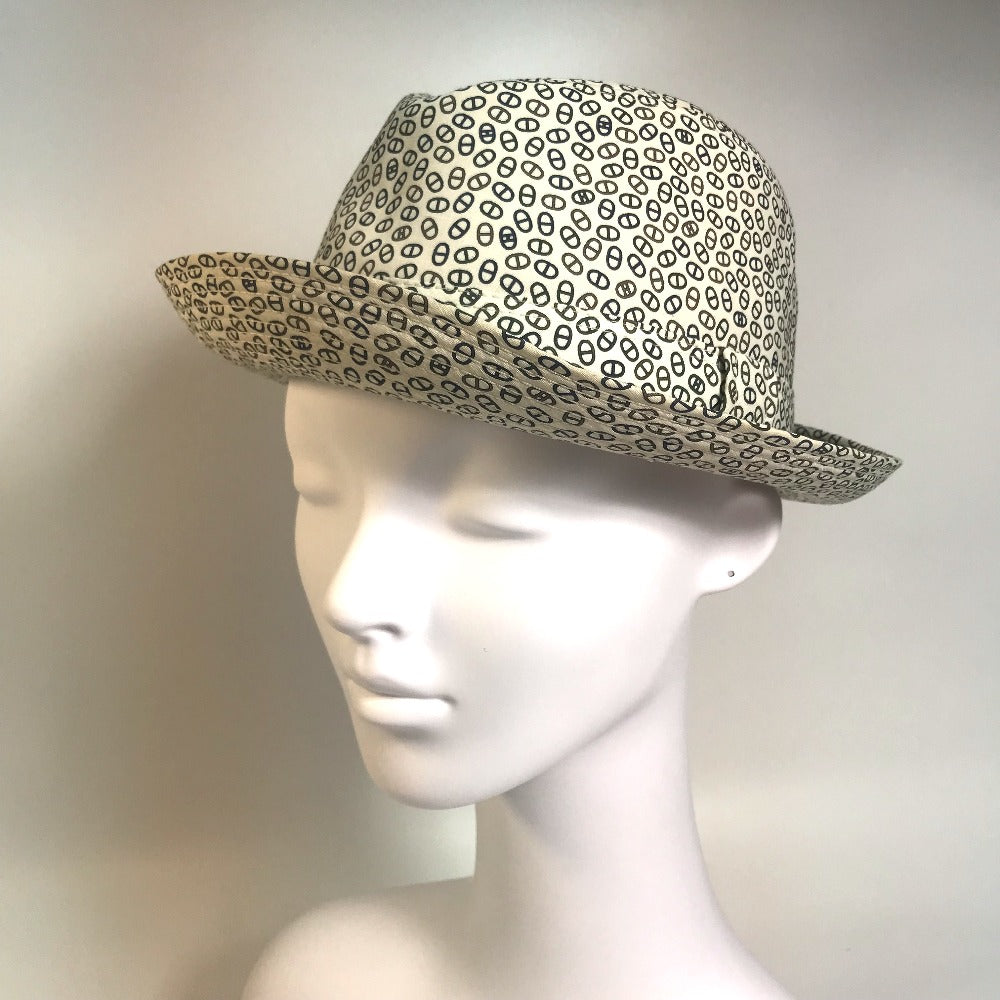 HERMES hat cotton white Hat Chene Dunkle unisex(Unisex) 57 Used Authentic