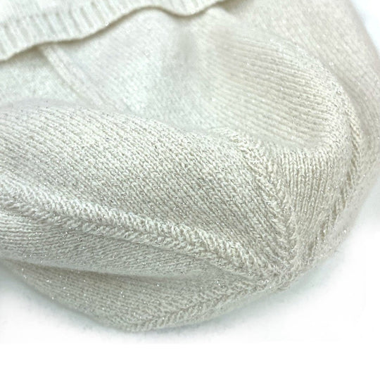 HERMES Knit hat cashmere Beige type apparel Glitter logo Women LA Used Authentic