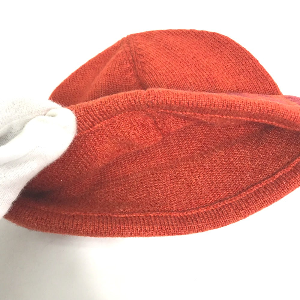 HERMES Knit hat Cashmere, Nylon, Polyester Orange Beanie knit cap Beanie unisex(Unisex) Used Authentic