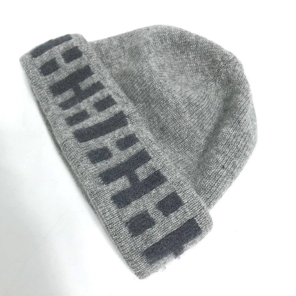 HERMES Knit hat Cashmere, Nylon, Polyester gray Beanie knit cap Beanie unisex(Unisex) Used Authentic