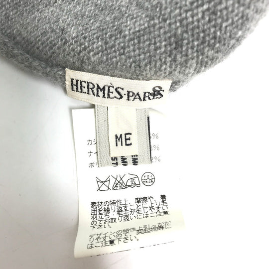 HERMES Knit hat Cashmere, Nylon, Polyester gray Beanie knit cap Beanie unisex(Unisex) Used Authentic