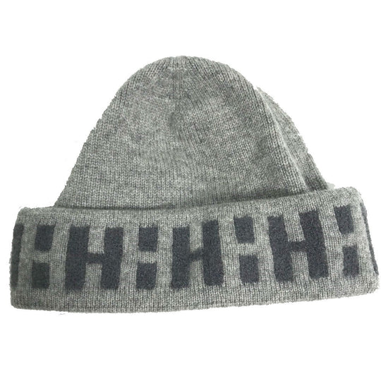 HERMES Knit hat Cashmere, Nylon, Polyester gray Beanie knit cap Beanie unisex(Unisex) Used Authentic